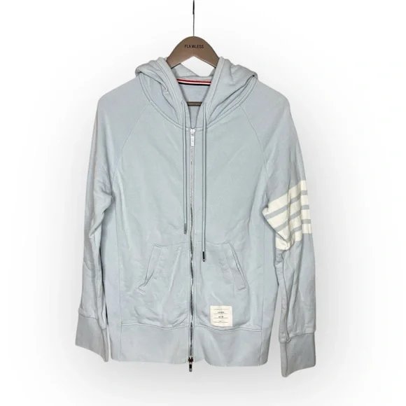 Thom Browne Sky Blue 4-Bar Hoodie Size 4 / Large - Picture 3 of 15